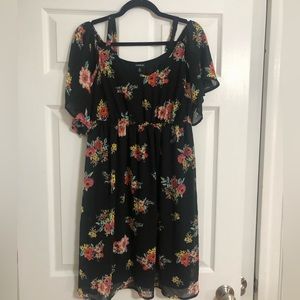 Floral short dress with cutout shoulders | Torrid size 0